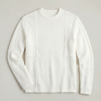 Men's Textured Knit Crewneck Sweater - Long Sleeve Relaxed Fit Smart Casual Winter Jumper