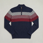 Men's Quarter Zip Sweater - High Neck Color Block Knit Pullover Smart Casual Winter