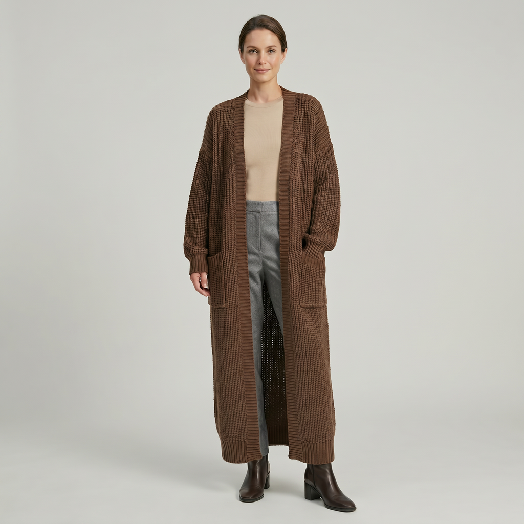 Women's Knit Long Winter Cardigan Toe Length