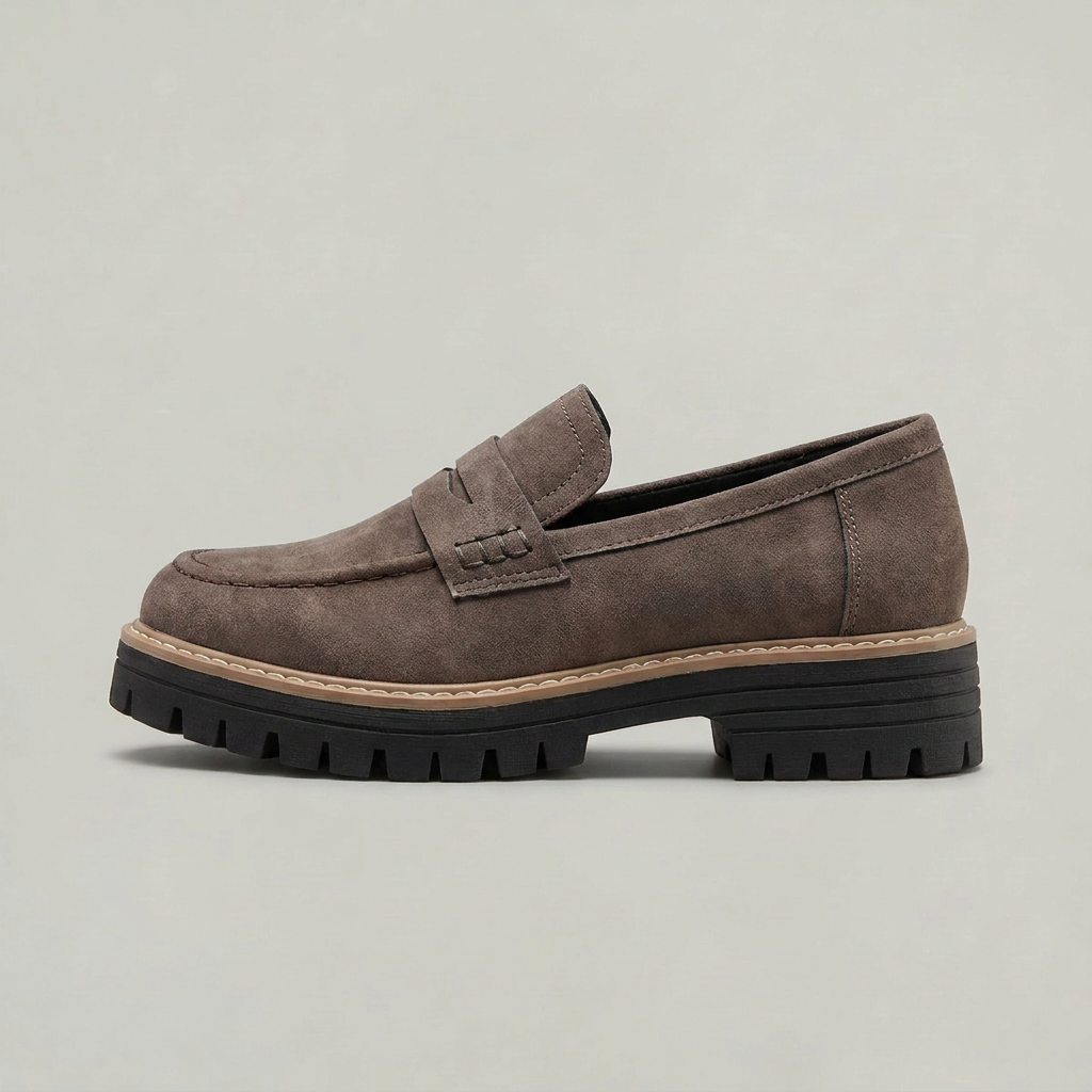 Women’s Chunky Loafers Penny Strap Lug Sole