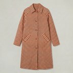 Women’s Plaid Trench Coat - Long Checkered Coat