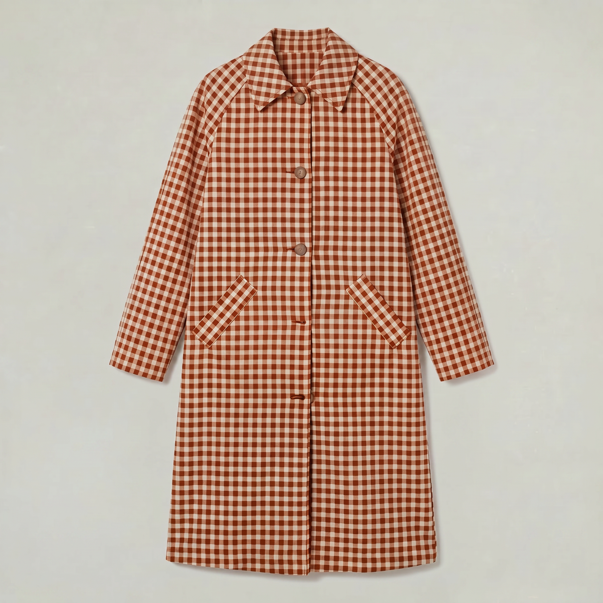 Women’s Plaid Trench Coat - Long Checkered Coat