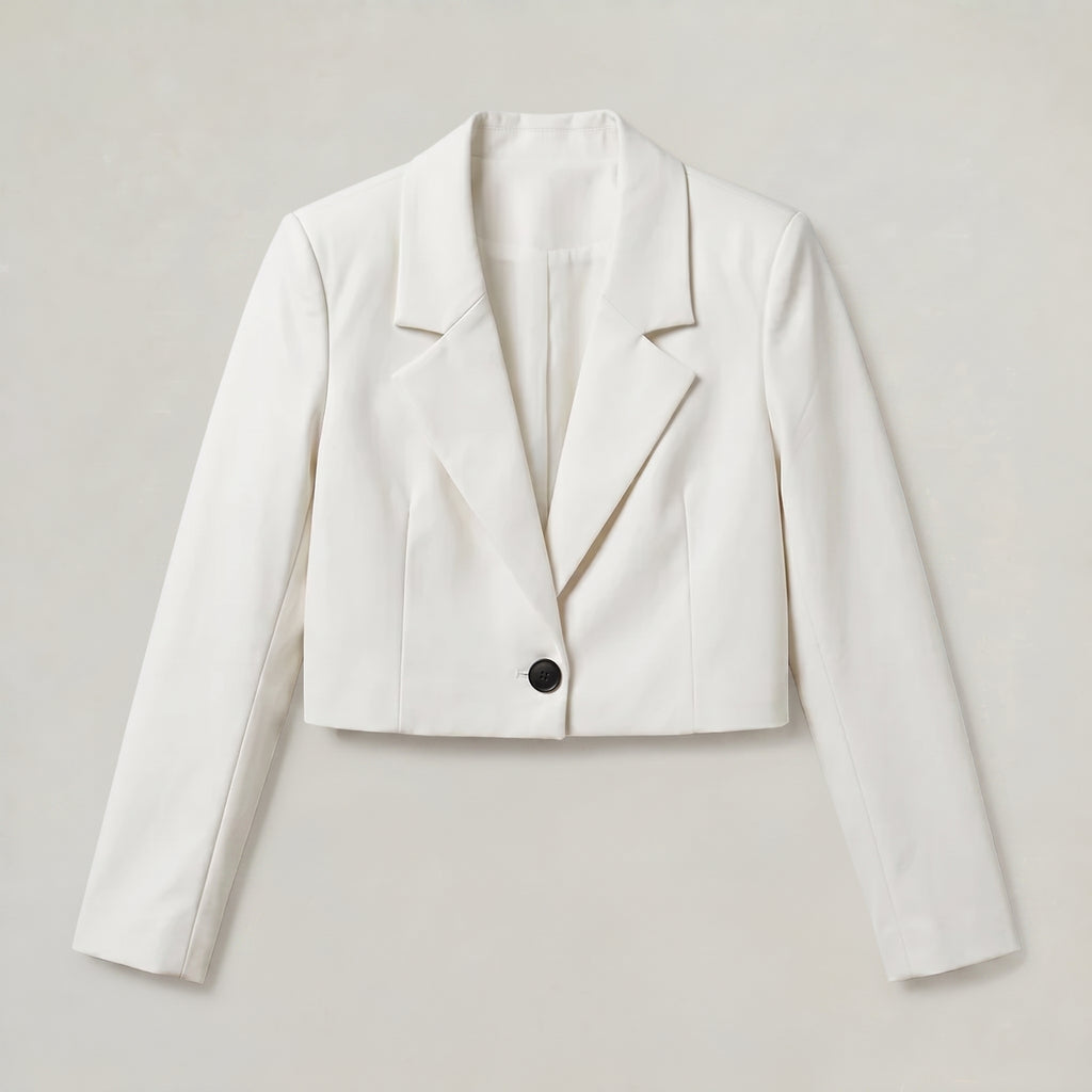 Women’s Cropped Blazer - Single Button Short Tailored Jacket