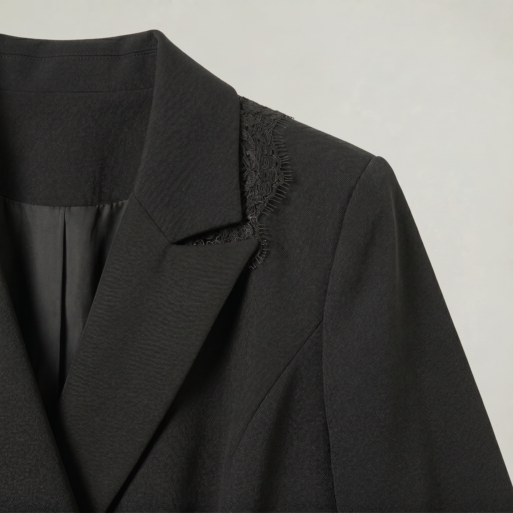 Women’s Blazer Dress - Double-Breasted Lace Hem Slim Fit