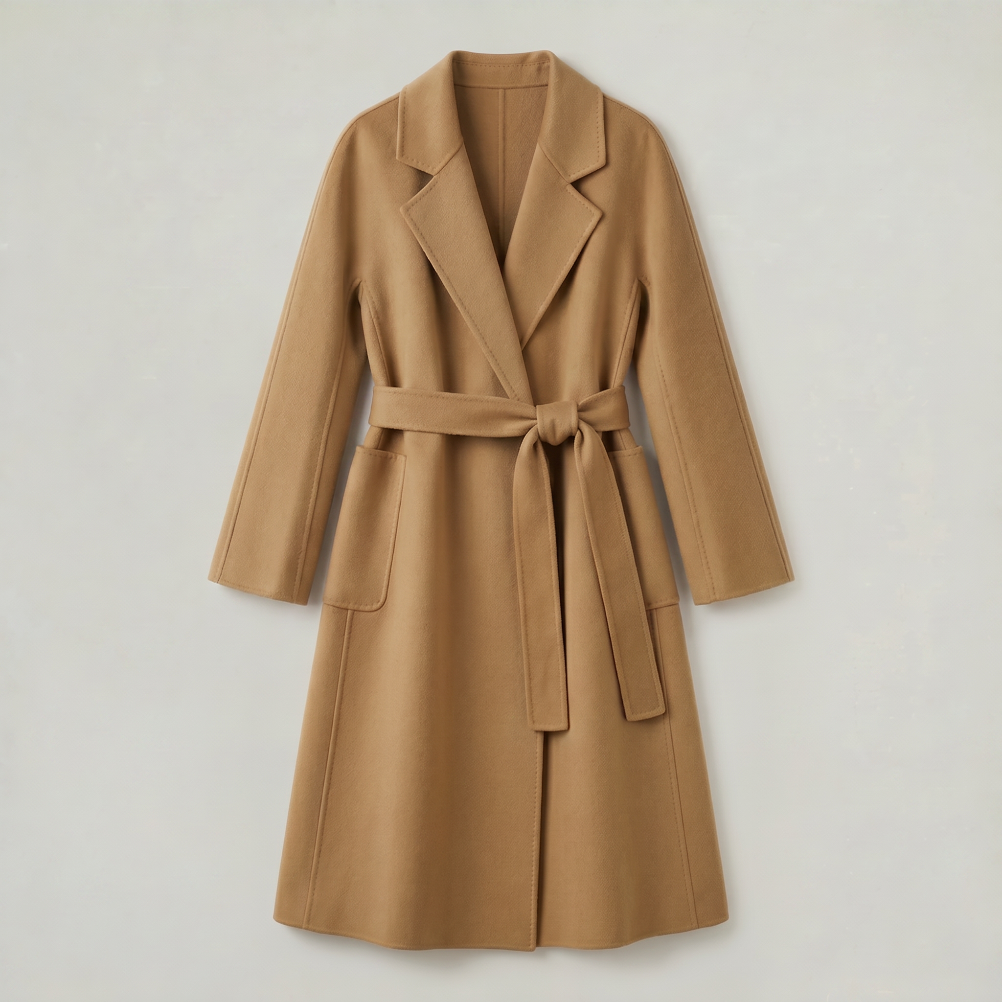 Women’s Wool Long Coat - Belted Tailored Fit