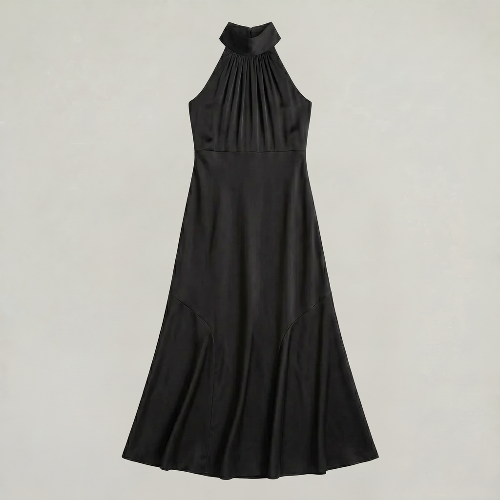 Women’s Halter Neck Fluted Hem Maxi Dress