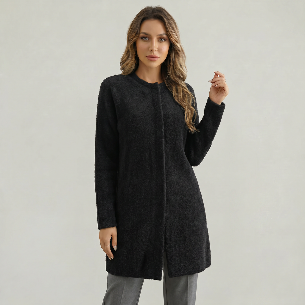 Women's Collarless Cardigan Sweater