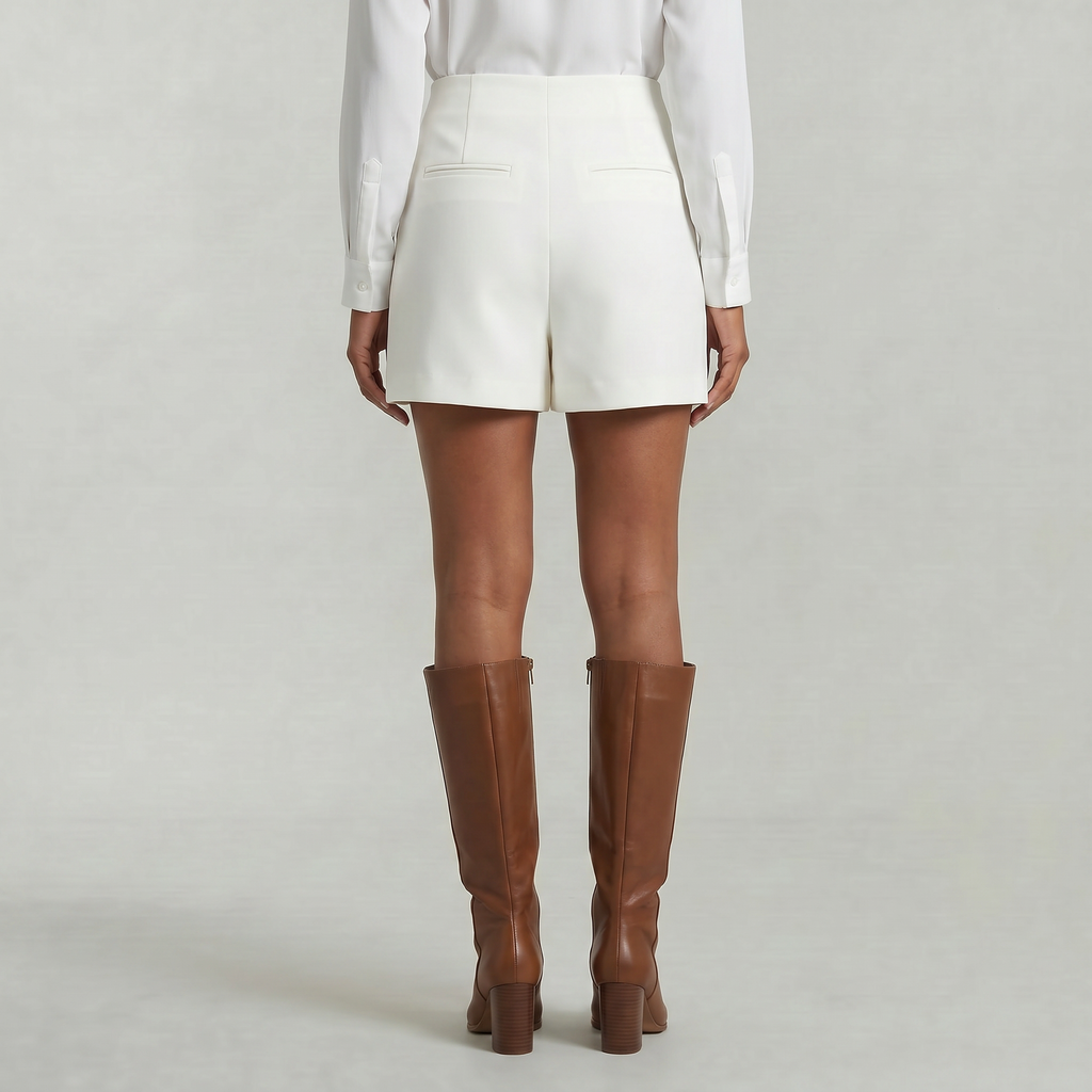 Women’s Solid Skort - High Waist Side Zipper Mini Shorts Skirt