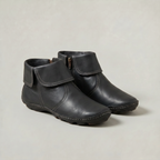 Women's Slip-On Ankle Boots - Side Zip Velcro Strap Comfort Leather Booties Winter