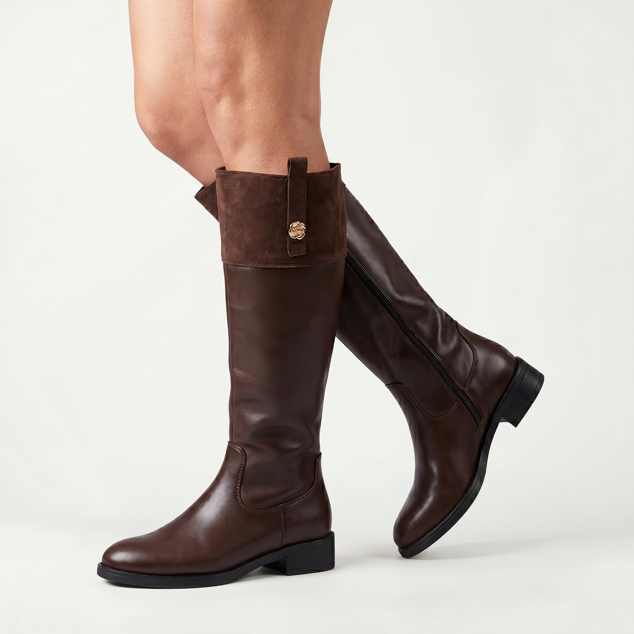 Women’s Tall Boots - Zip Side Low Heel Fit