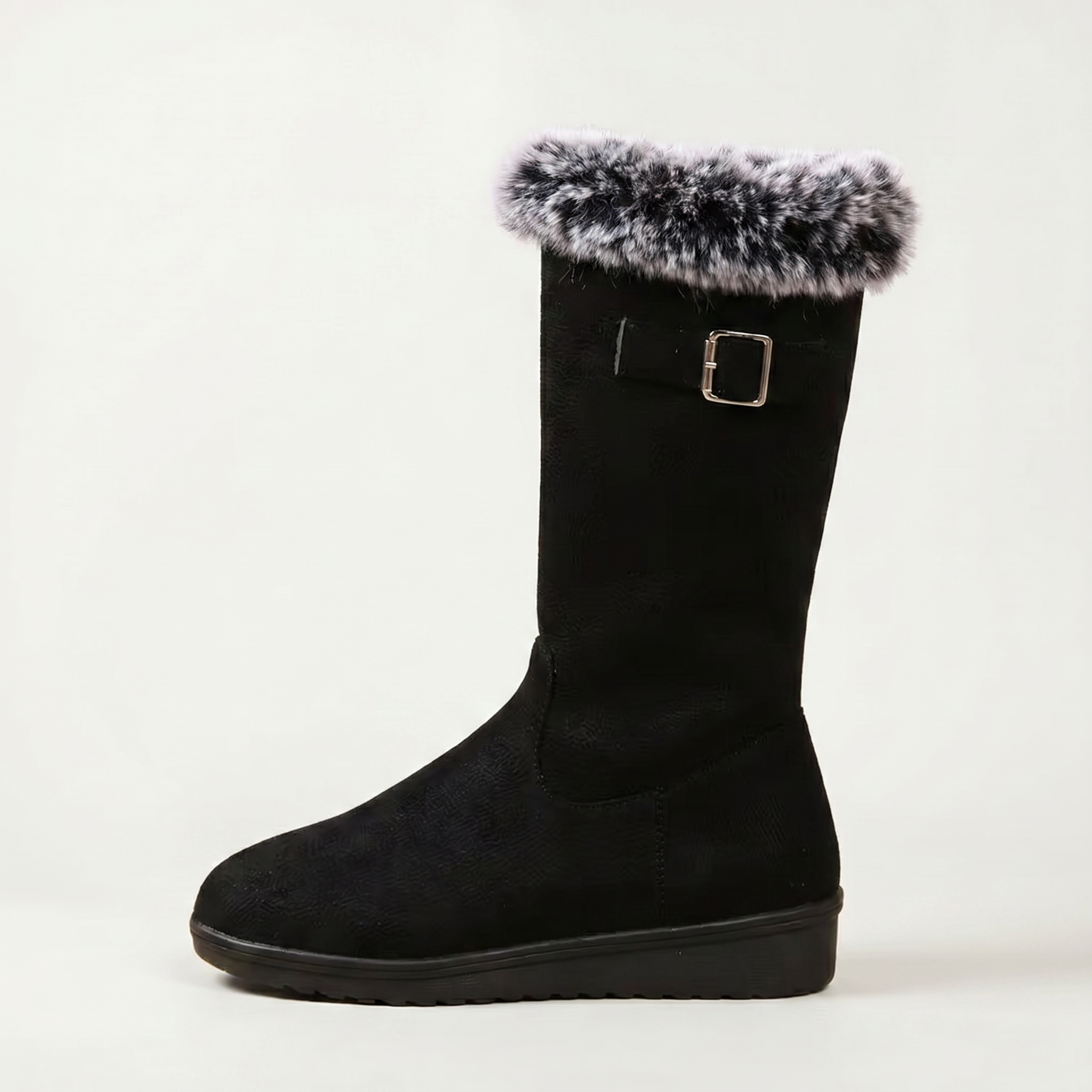 Women’s Faux Fur Winter Boots - Side Zip Mid Calf Fit