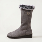 Women’s Faux Fur Winter Boots - Side Zip Mid Calf Fit