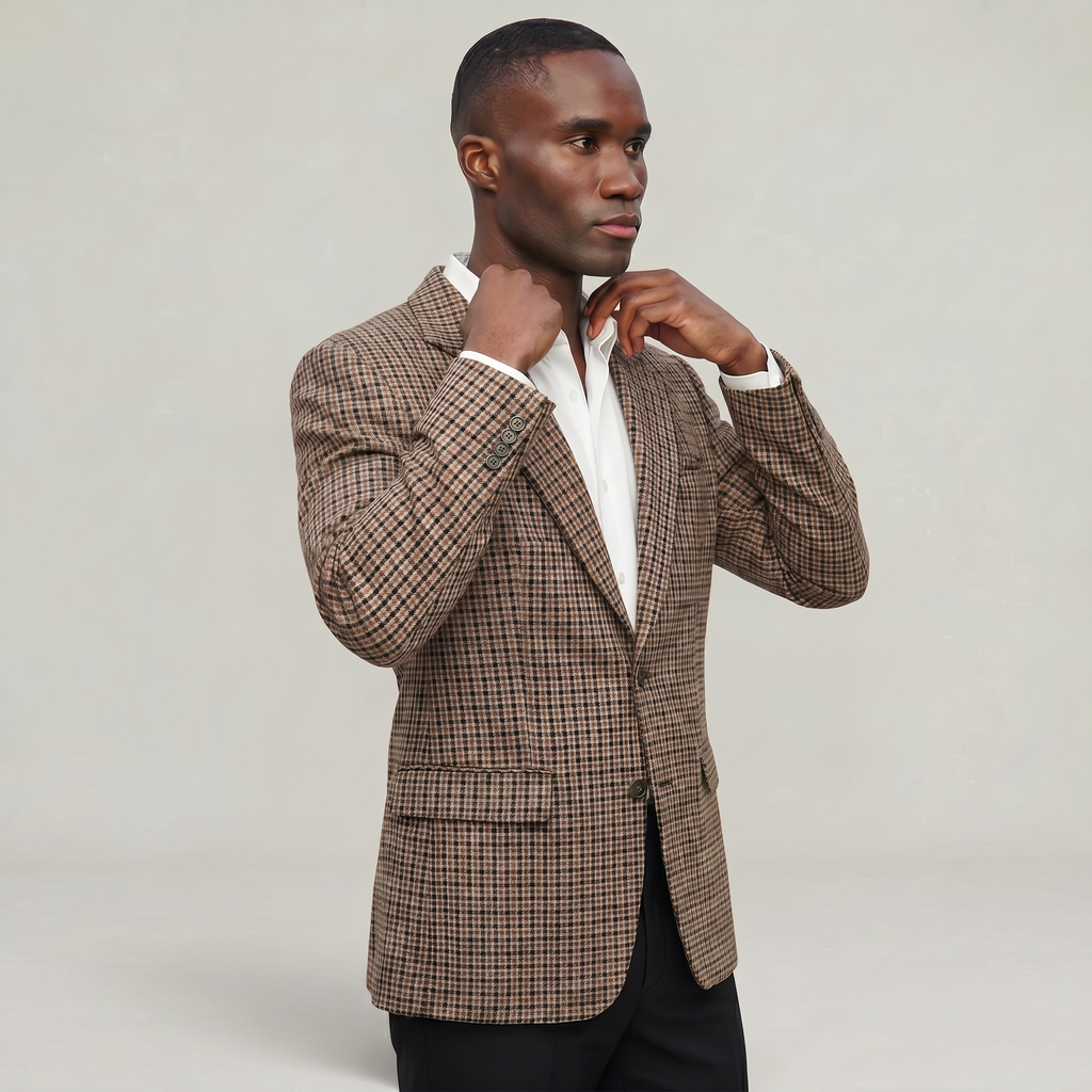 Men’s Check Blazer - Smart Casual Tailored Jacket