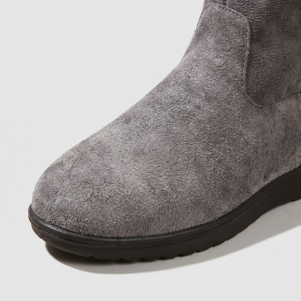 Women’s Faux Fur Winter Boots - Side Zip Mid Calf Fit