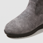 Women’s Faux Fur Winter Boots - Side Zip Mid Calf Fit