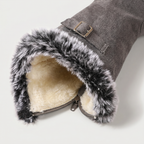 Women’s Faux Fur Winter Boots - Side Zip Mid Calf Fit