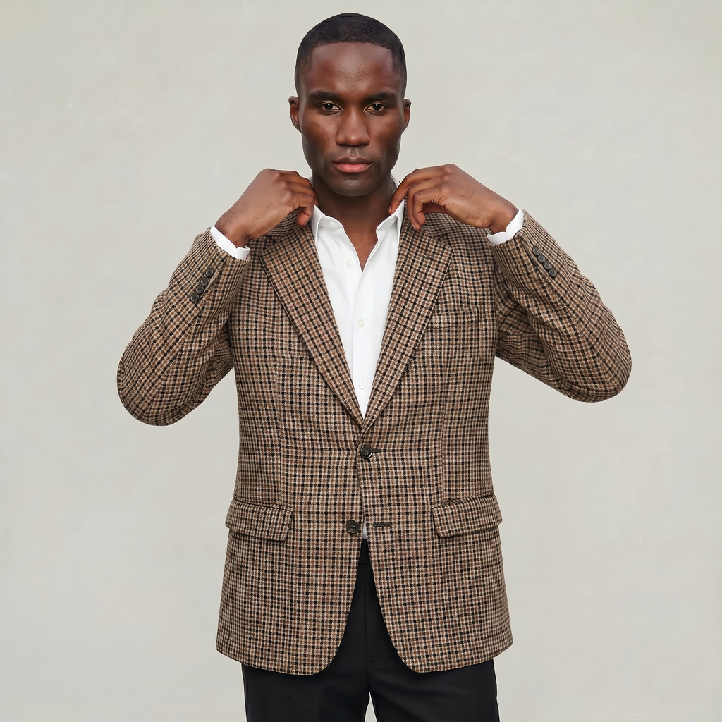 Men’s Check Blazer - Smart Casual Tailored Jacket
