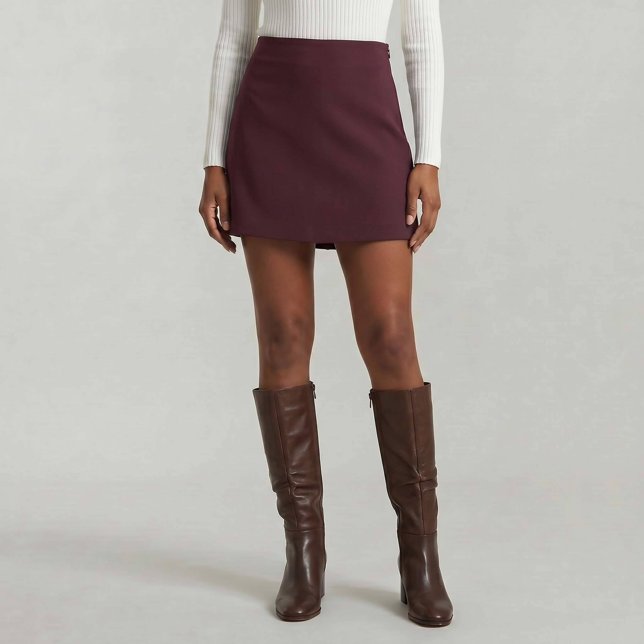 Women’s Solid Skort - High Waist Side Zipper Mini Shorts Skirt