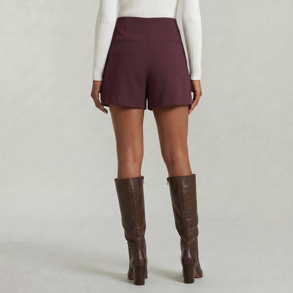 Women’s Solid Skort - High Waist Side Zipper Mini Shorts Skirt