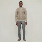 Men’s Knit Zip Jacket - Textured Cardigan Style Regular Fit
