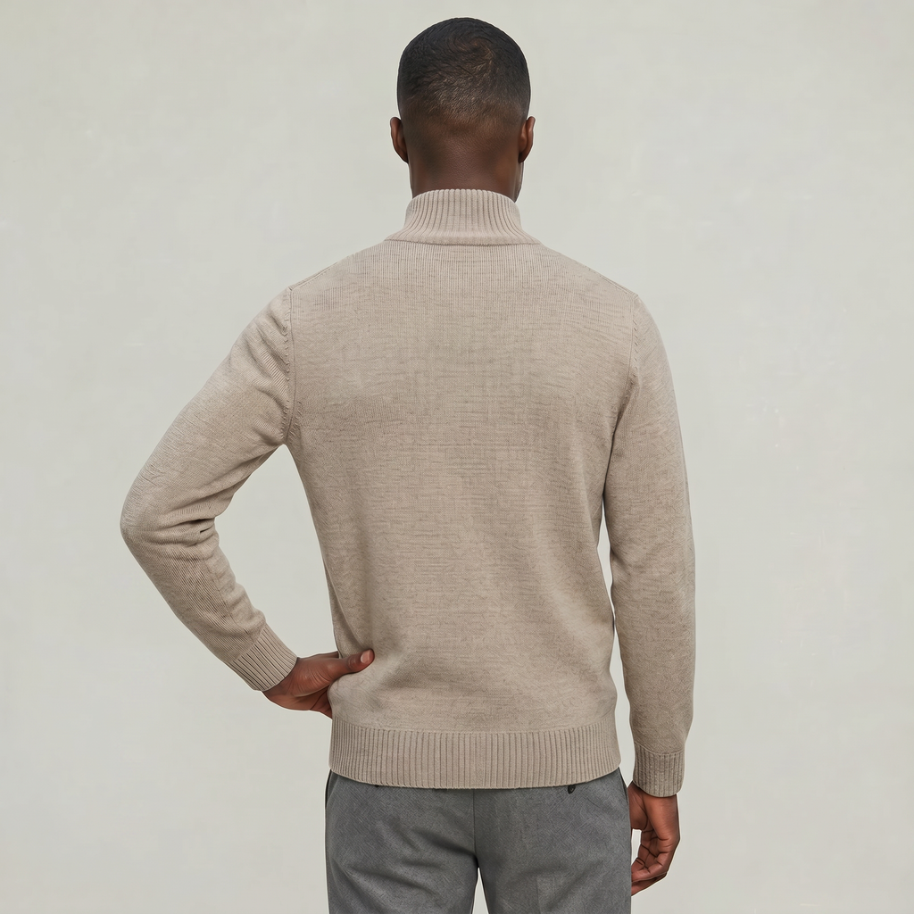 Men’s Knit Zip Jacket - Textured Cardigan Style Regular Fit