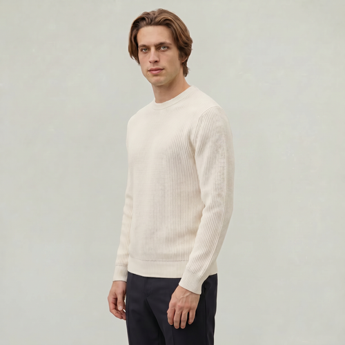 Men's Ribbed Knit Jumper – Crew Neck Pullover