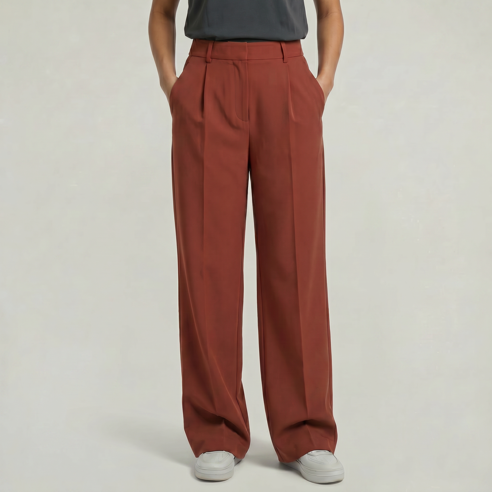 Women's High Waist Wide Leg Trousers - Tailored Smart Casual Straight Leg Pants
