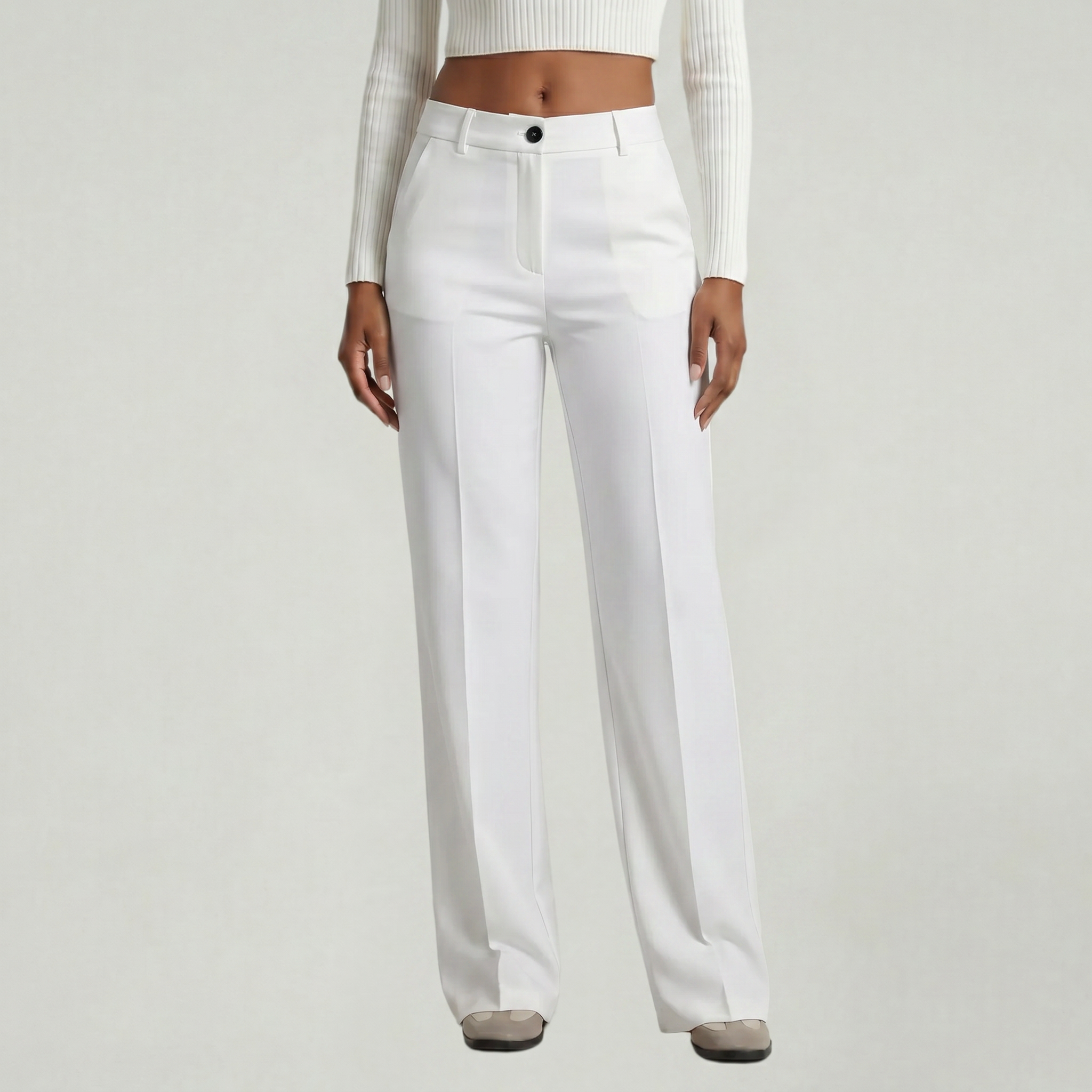 Women’s Suit Pants - Straight Leg Flat Front Loose Fit