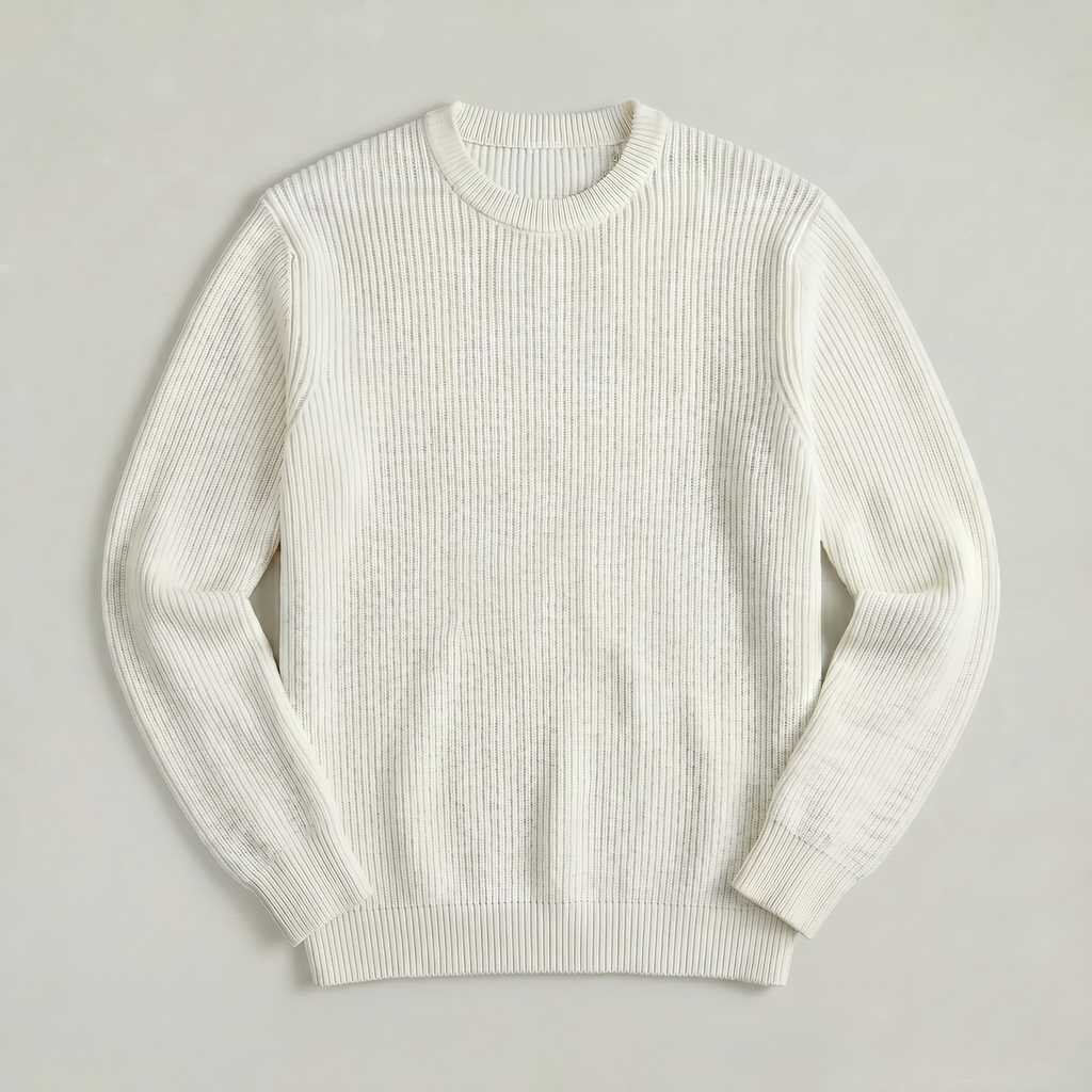 Men's Ribbed Knit Jumper – Crew Neck Pullover