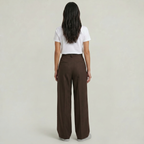 Women's High Waist Wide Leg Trousers - Tailored Smart Casual Straight Leg Pants