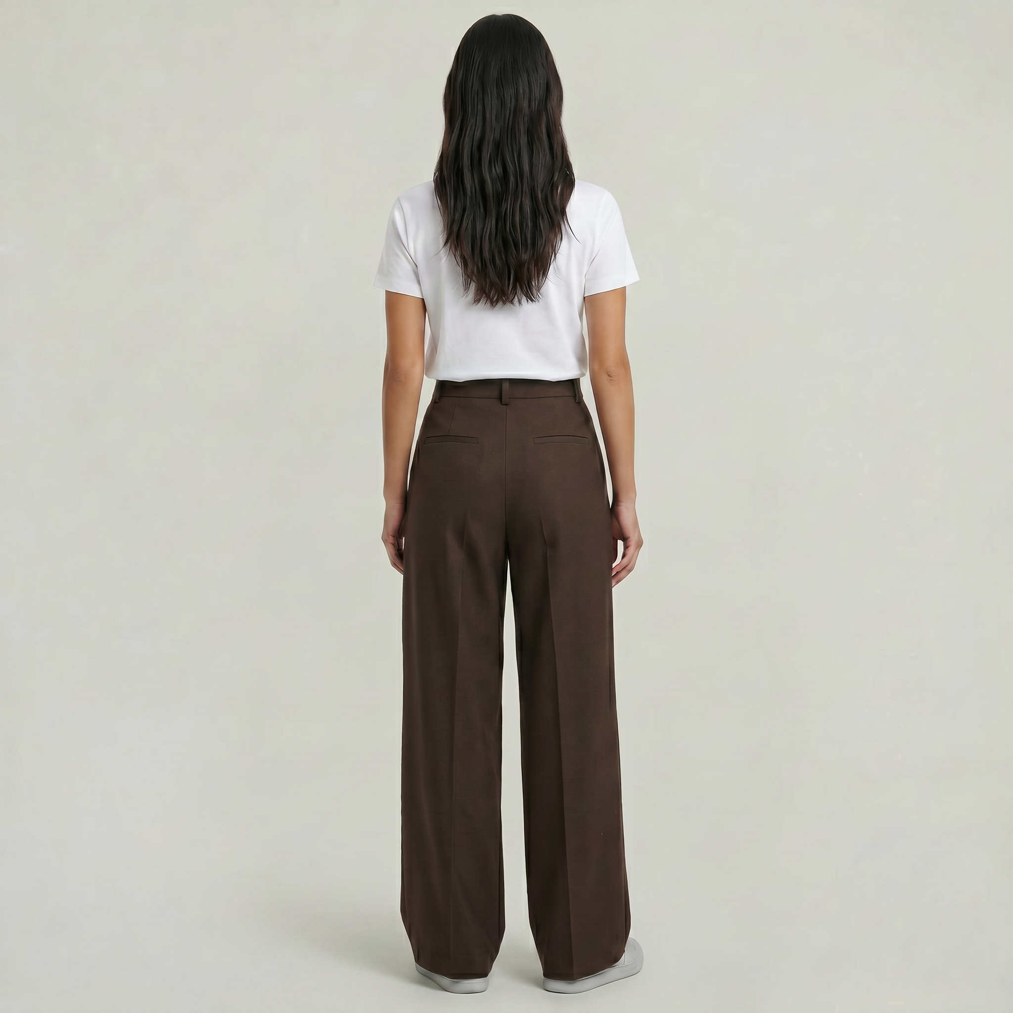 Women's High Waist Wide Leg Trousers - Tailored Smart Casual Straight Leg Pants