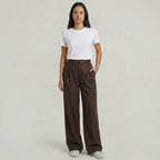 Women's High Waist Wide Leg Trousers - Tailored Smart Casual Straight Leg Pants