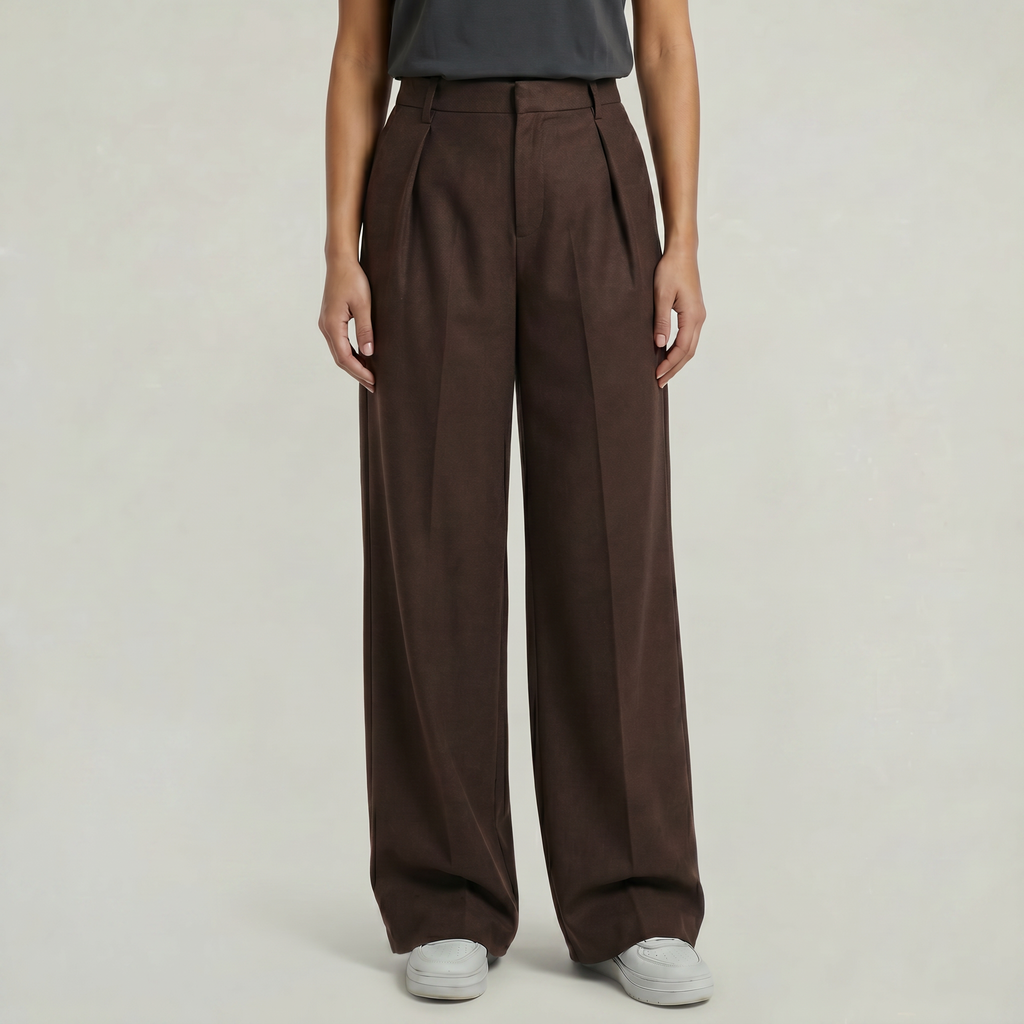 Women's High Waist Wide Leg Trousers - Tailored Smart Casual Straight Leg Pants