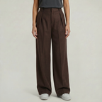Women's High Waist Wide Leg Trousers - Tailored Smart Casual Straight Leg Pants