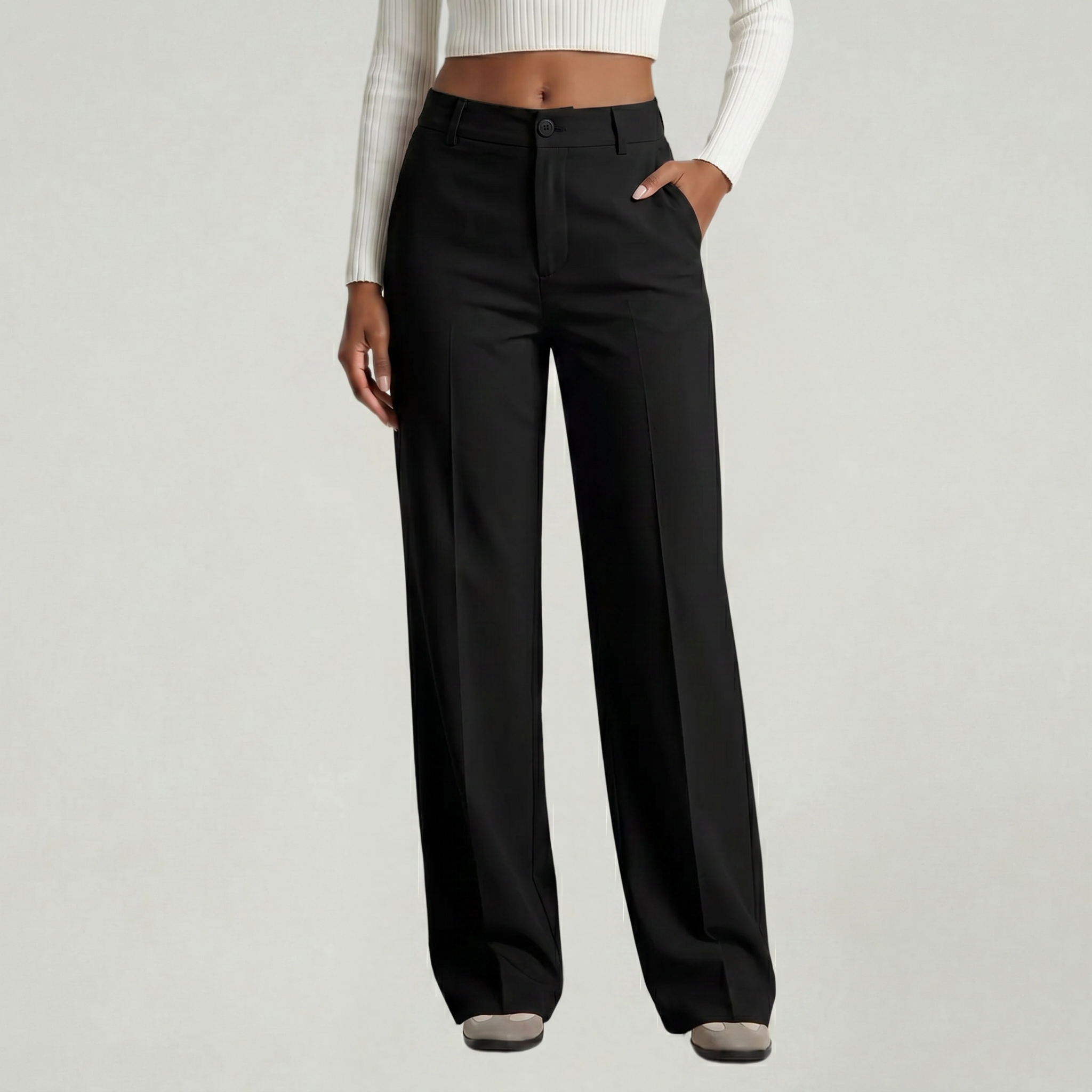 Women’s Suit Pants - Straight Leg Flat Front Loose Fit