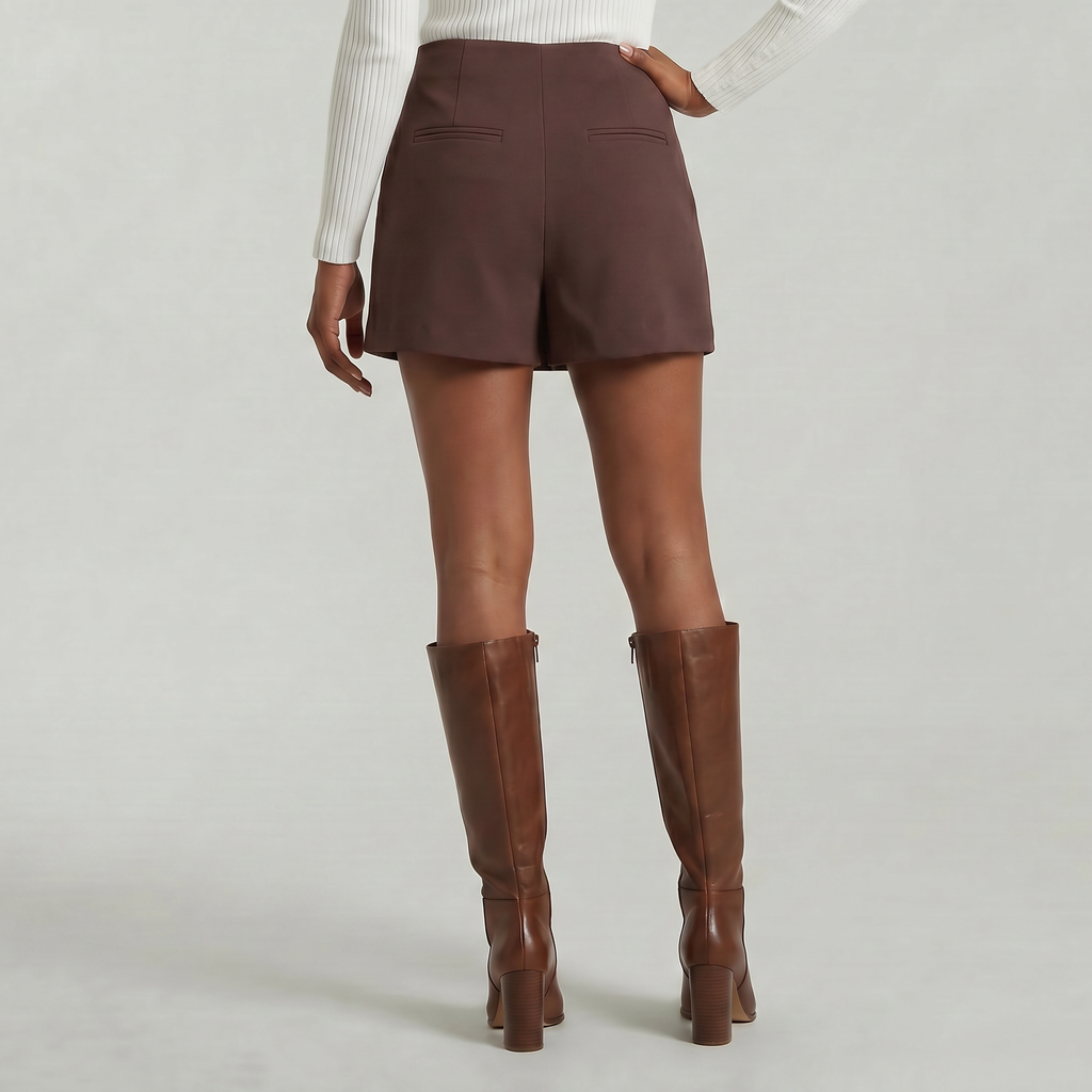 Women’s Solid Skort - High Waist Side Zipper Mini Shorts Skirt