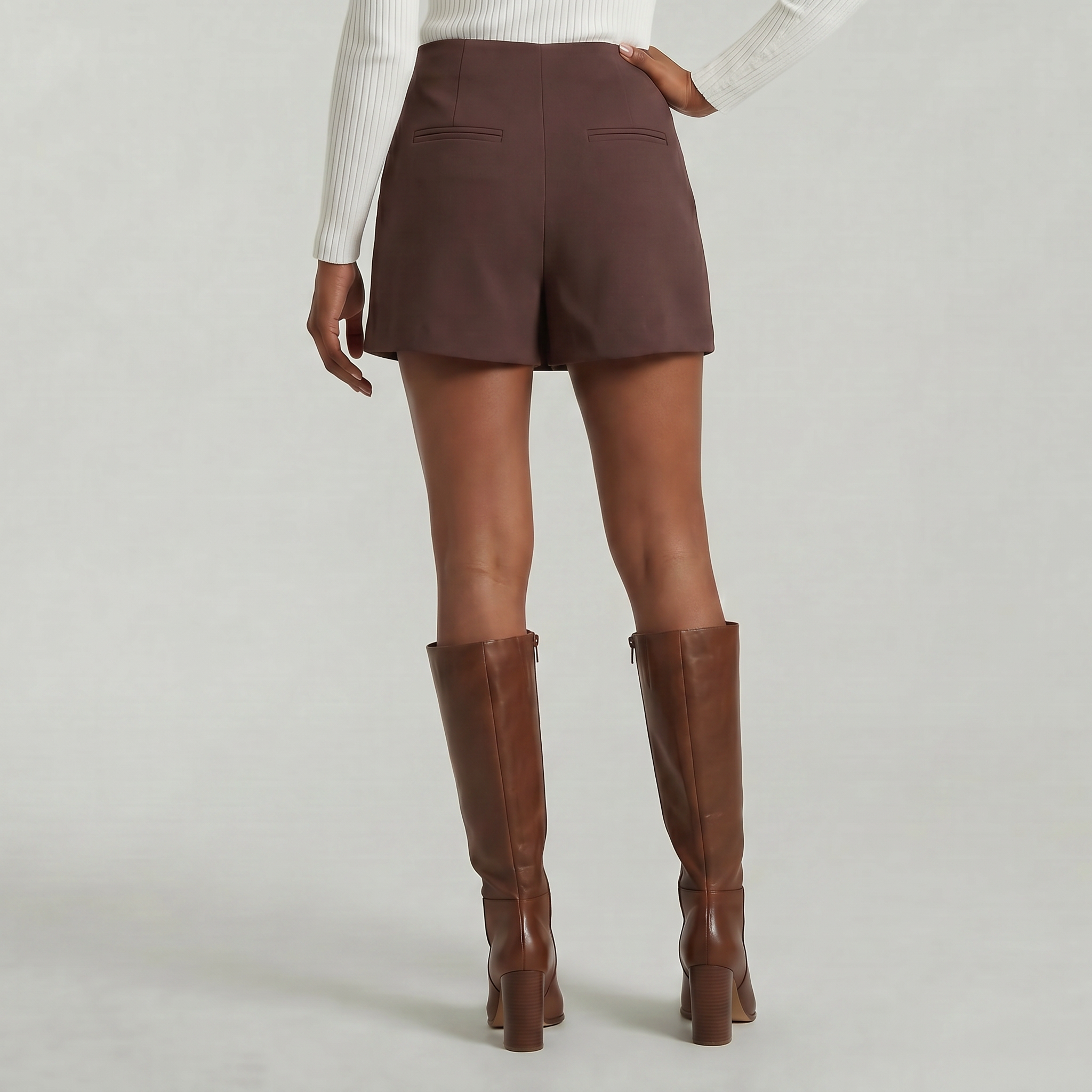 Women’s Solid Skort - High Waist Side Zipper Mini Shorts Skirt