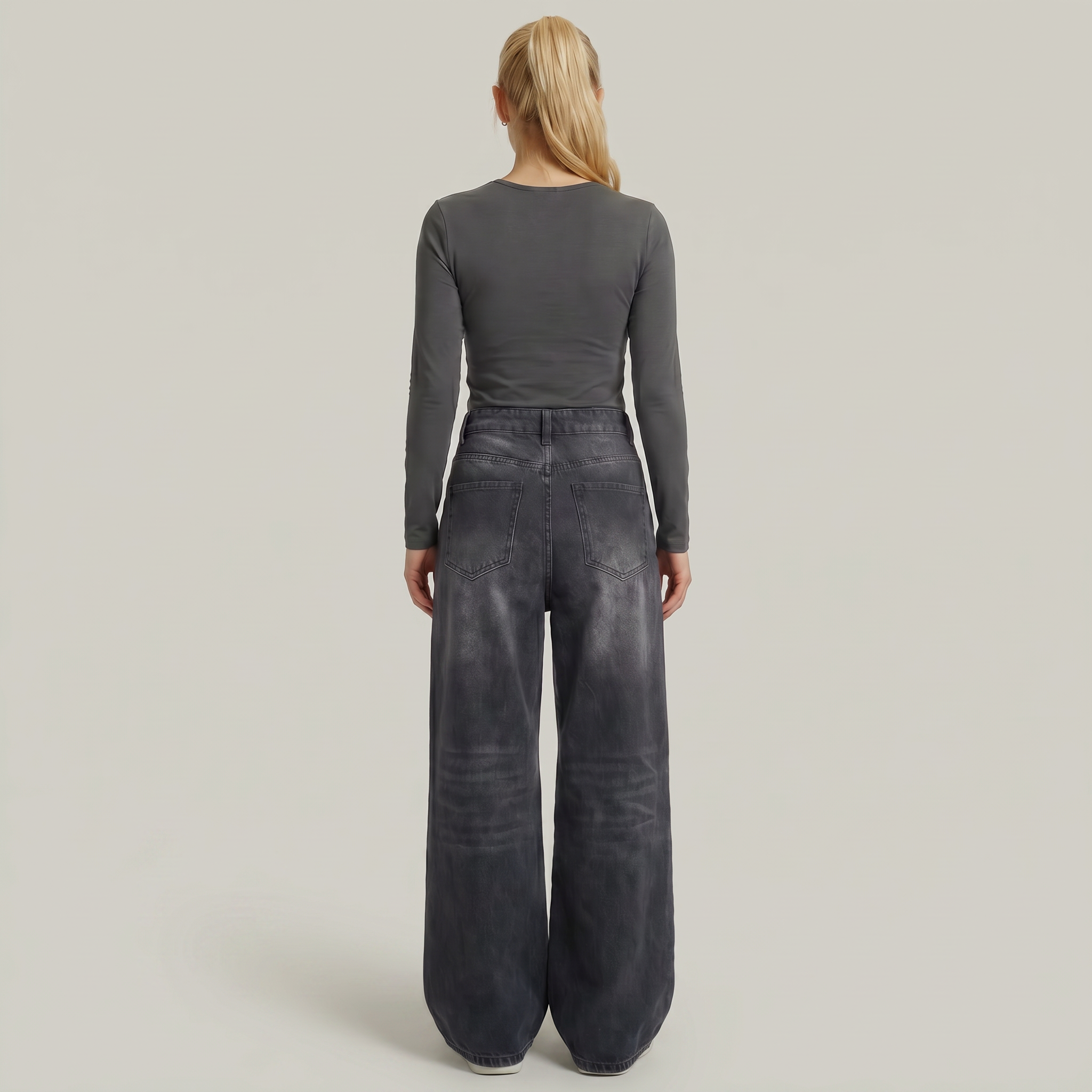 Women’s High Waisted Barrel Jeans - Loose Fit Straight Leg Denim