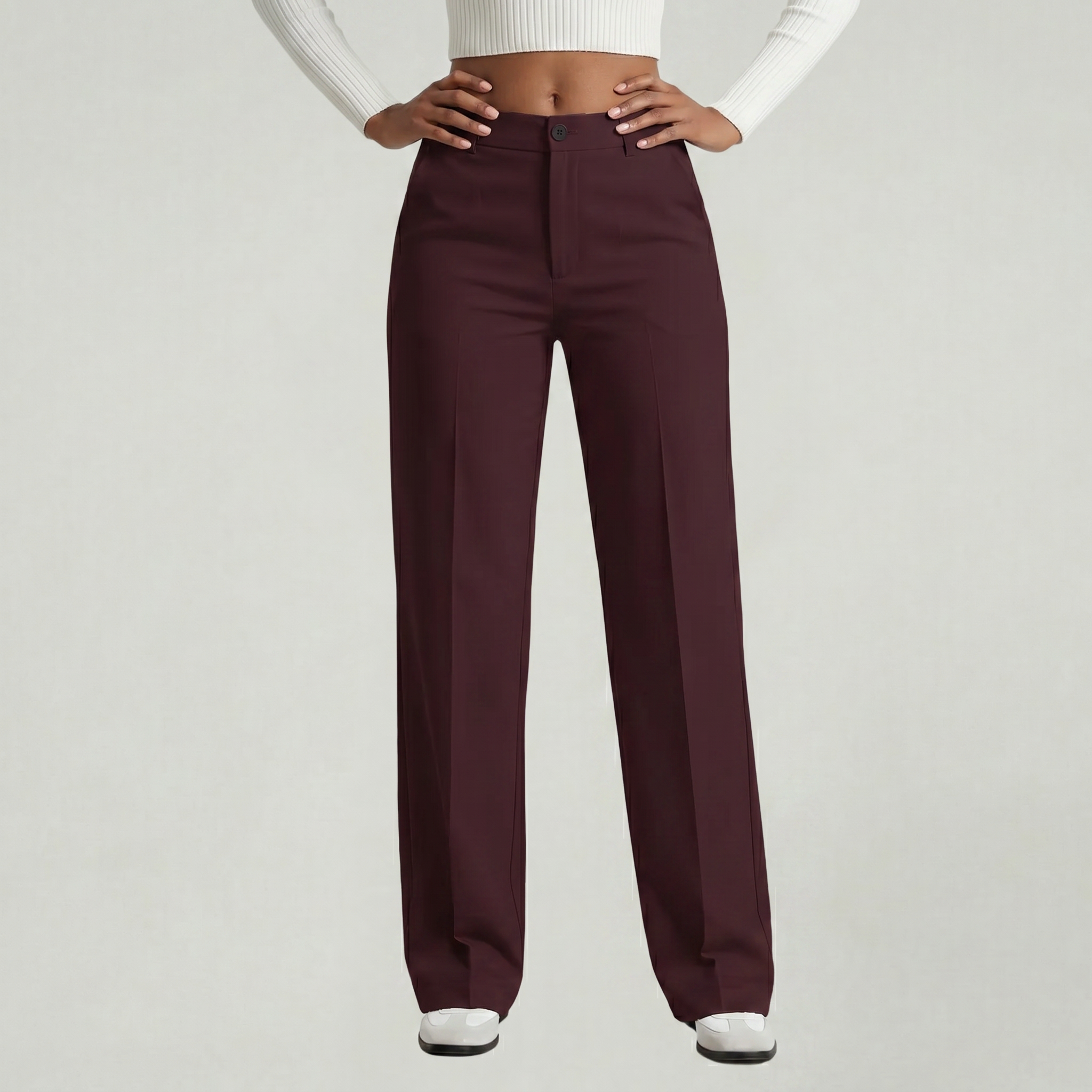 Women’s Suit Pants - Straight Leg Flat Front Loose Fit