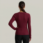 Women’s Long Sleeve Fitted Top - Button Front Slim Fit