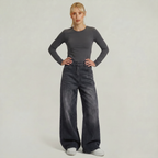 Women’s High Waisted Barrel Jeans - Loose Fit Straight Leg Denim