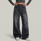 Women’s High Waisted Barrel Jeans - Loose Fit Straight Leg Denim