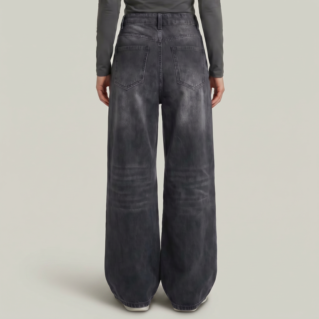 Women’s High Waisted Barrel Jeans - Loose Fit Straight Leg Denim