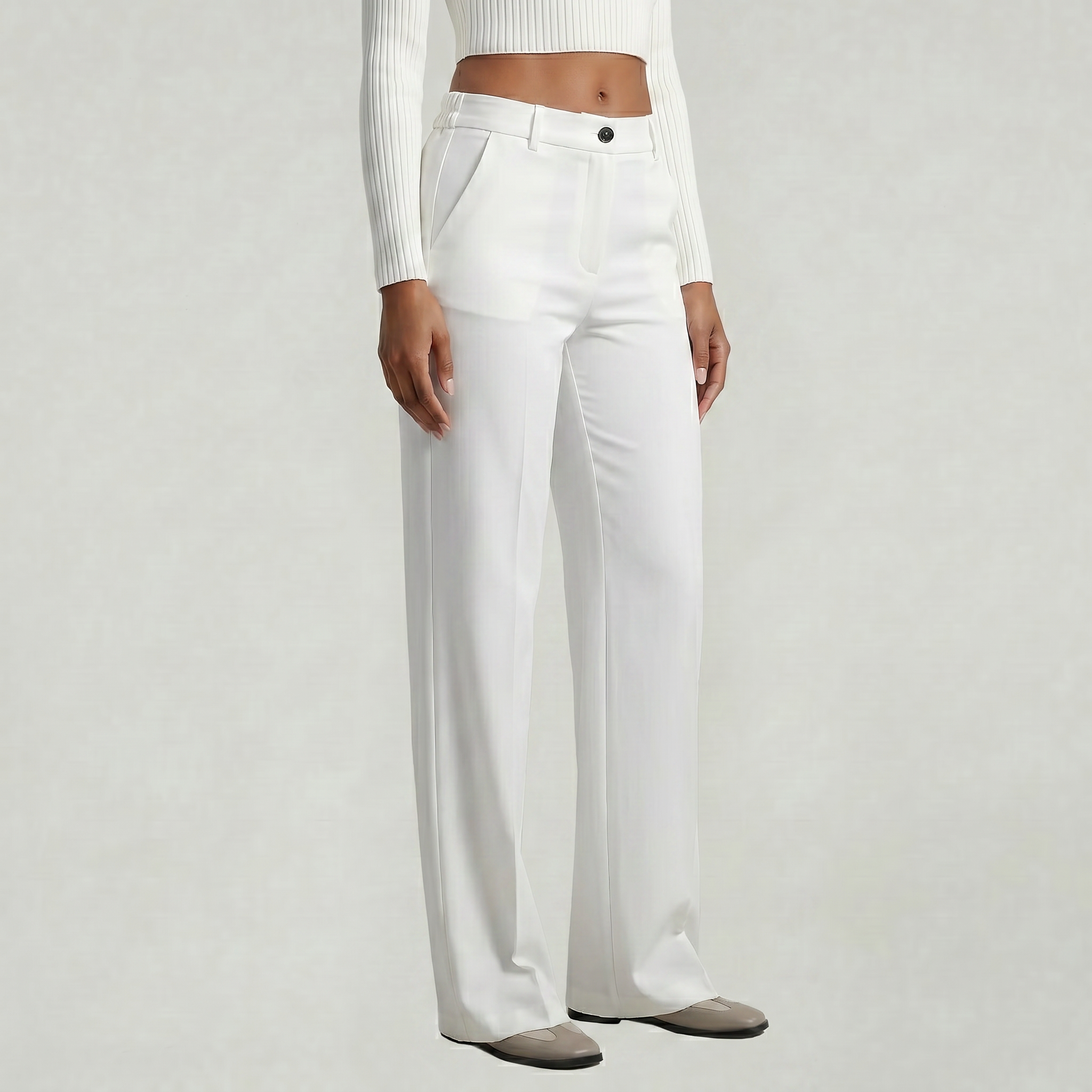 Women’s Suit Pants - Straight Leg Flat Front Loose Fit