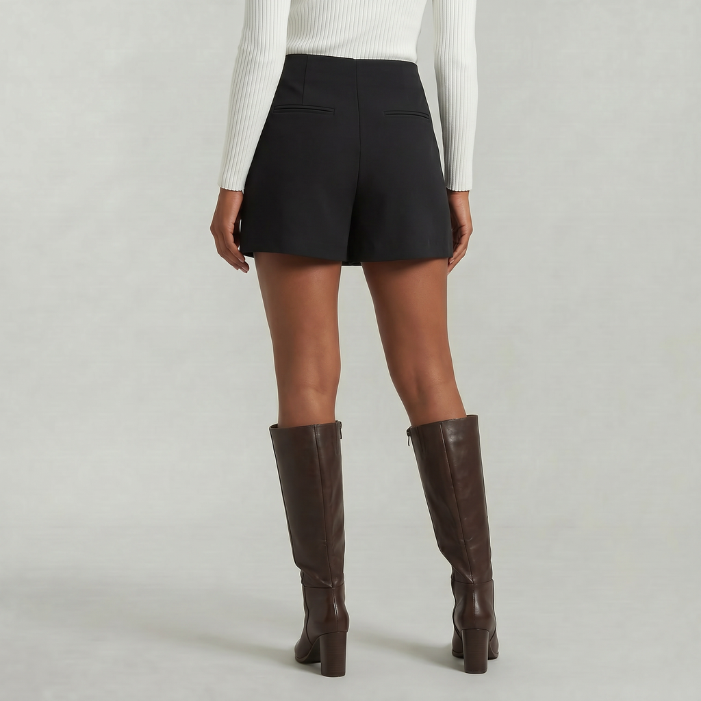 Women’s Solid Skort - High Waist Side Zipper Mini Shorts Skirt