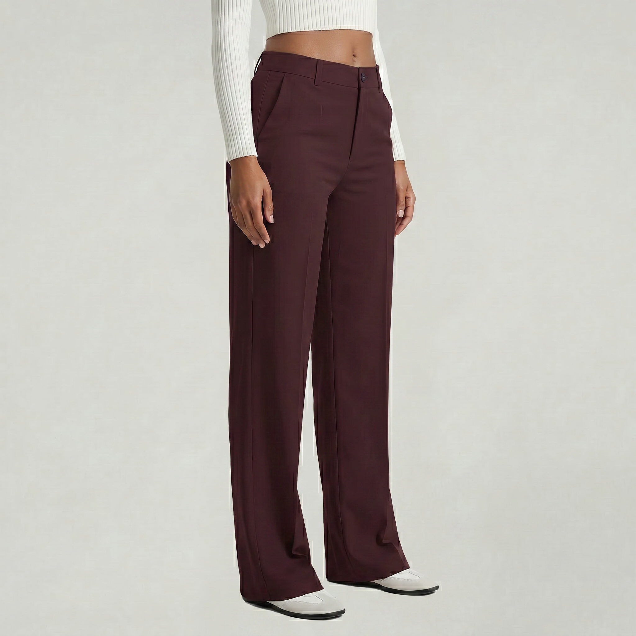Women’s Suit Pants - Straight Leg Flat Front Loose Fit