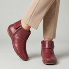 Women's Slip-On Ankle Boots - Side Zip Velcro Strap Comfort Leather Booties Winter
