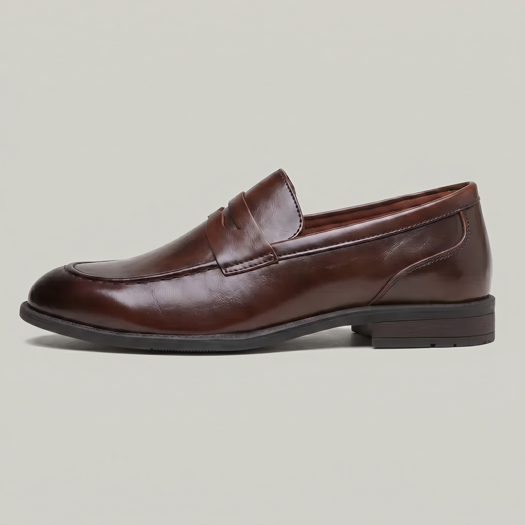 Men’s Leather Slip-On Loafers - Soft Sole Business Casual Shoes