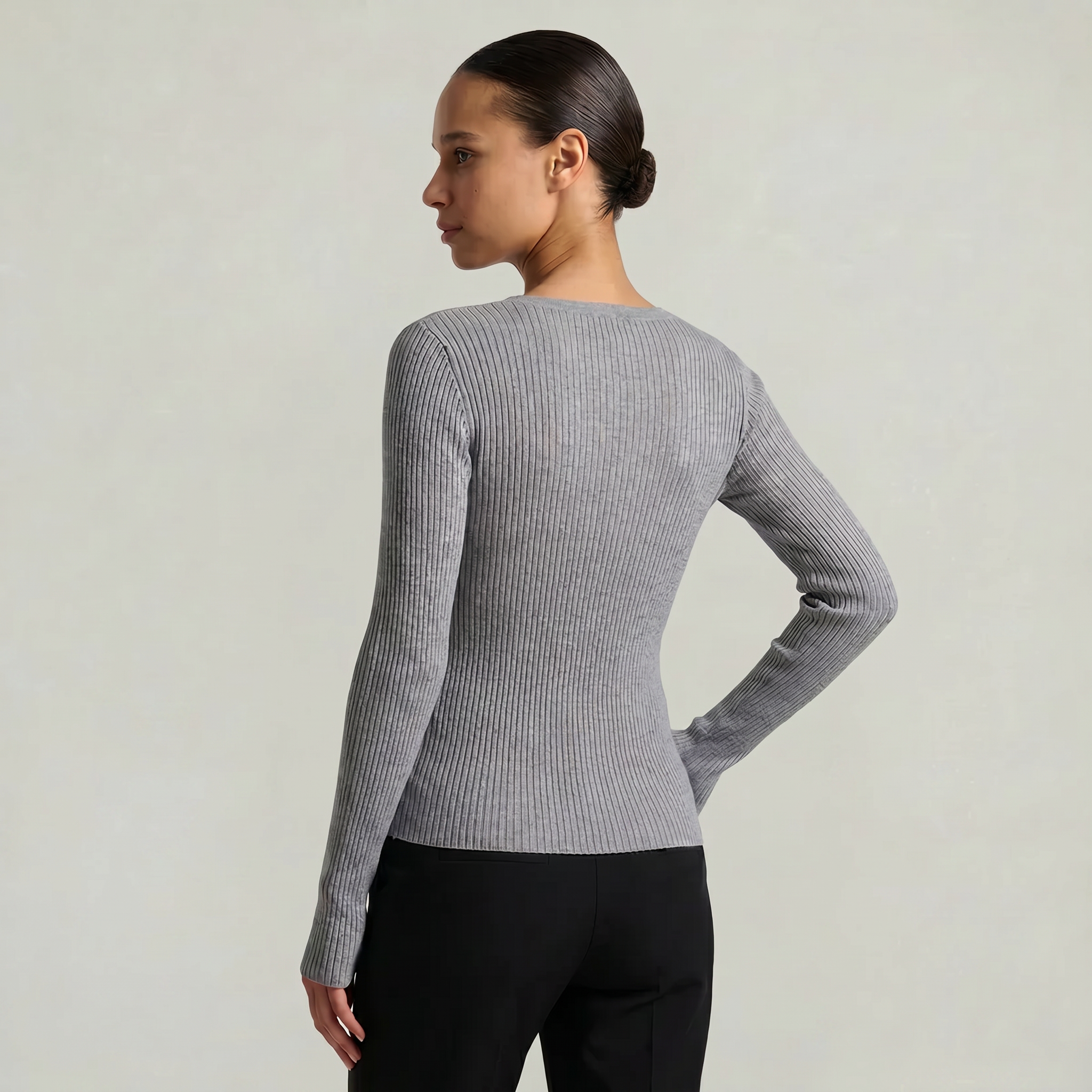 Women’s Long Sleeve Fitted Top - Button Front Slim Fit