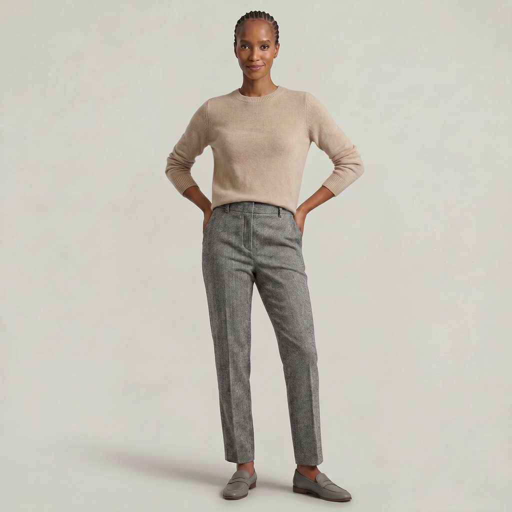Women’s Wool Tailored Trousers - High Waist Straight Fit